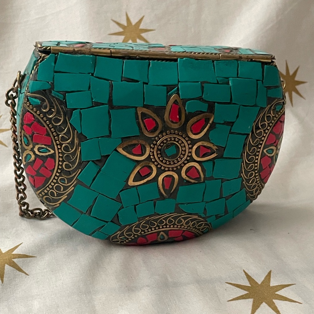 Vintage Handmade Hard Shell Mosaic Crossbody - Picture 3 of 9